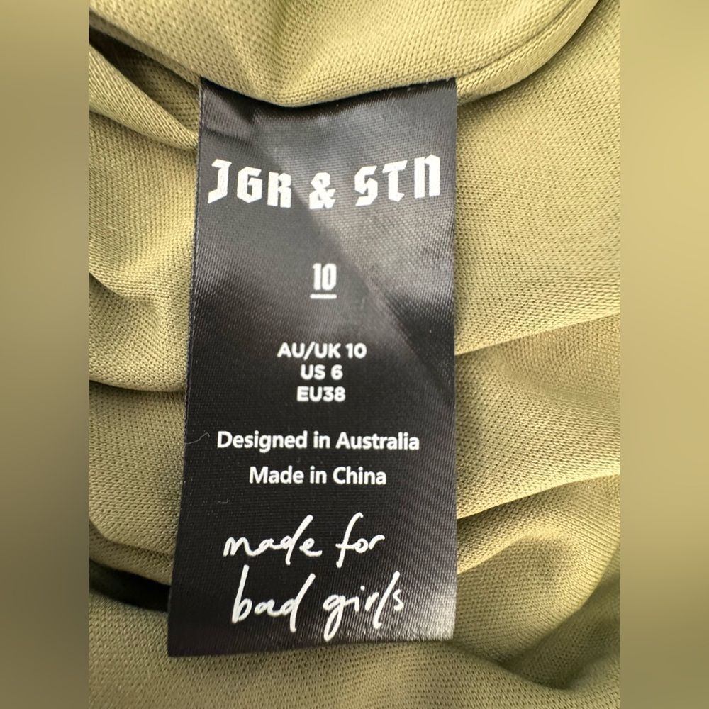 Jagger & Stone JGR STA Olive Green Slip Maxi Dress Low Back SZ 6 NWOT - Picture 12 of 13